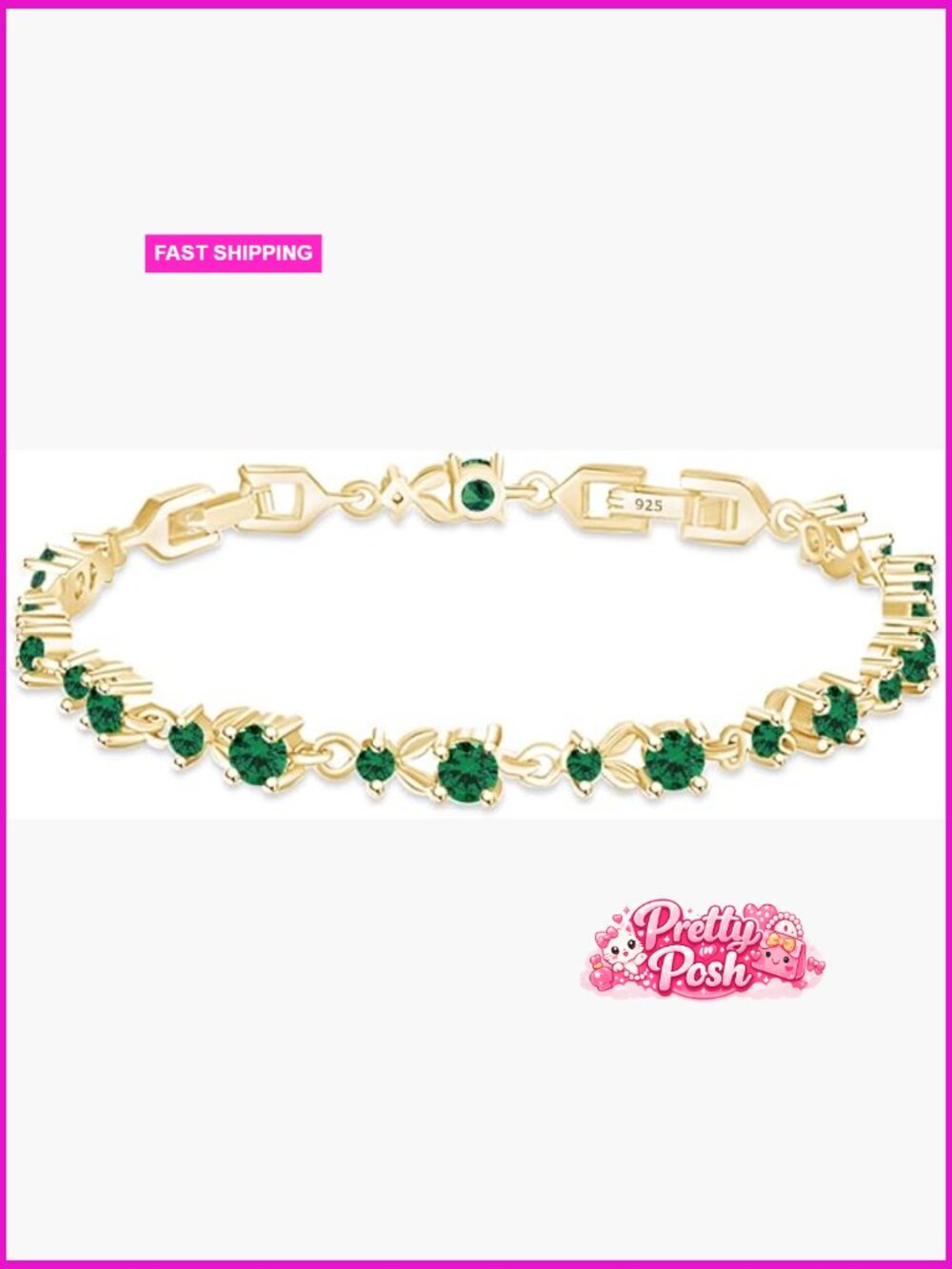 Leaf Shape Tennis Bracelet 14k Yellow Gold Over Sterling Silver